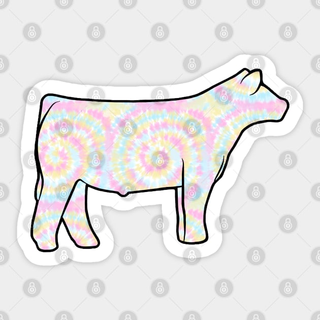 Rainbow Tie Dye Show Steer Silhouette  - NOT FOR RESALE WITHOUT PERMISSION Sticker by l-oh